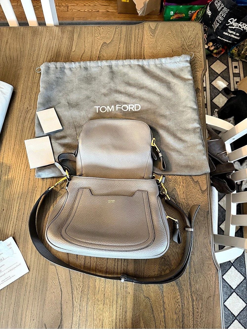 Tom Ford Jennifer Medium Crossbody Shoulder Bag Gray